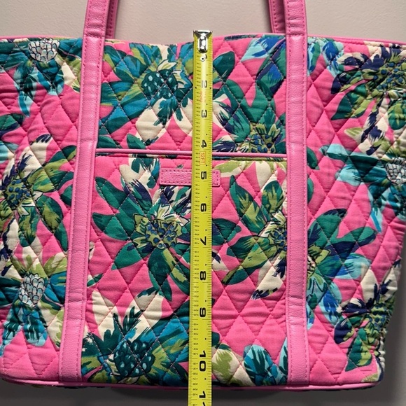 Vera Bradley Small Trimmed Vera Bag in Tropical Paradise _ Pink Teal Palm Trees - Picture 13 of 15
